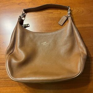 Coach Brown Pebble Leather Hobo Bag